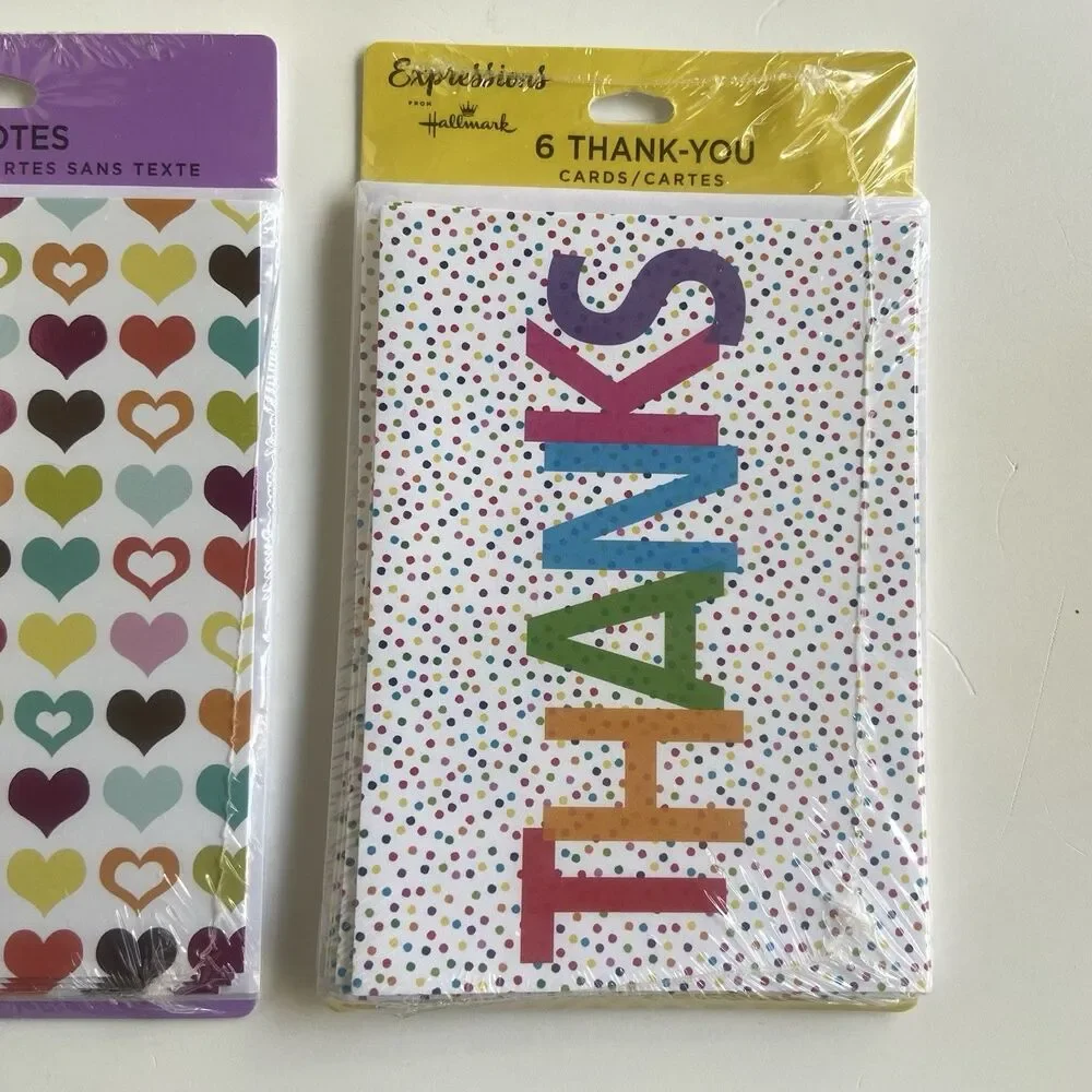 12 Pack/56 Cards Hallmark Expressions Thank-You Note Cards Hearts Bundle NEW